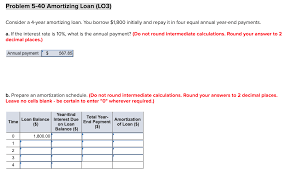 Solved Problem 5 40 Amortizing Loan L03 Consider A 4 Ye
