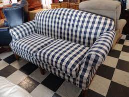 blue plaid sofa by lancer roth