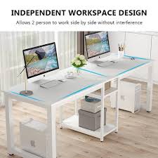 White home office design via impressiveinteriordesign.com. 78 Computer Desk With Shelf Two Person Desk Double Workstation Desk For Home Office Overstock 30645845