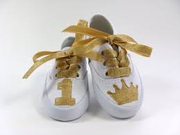 Crown Or Tiara Shoes With Age Or Number Hand Painted Princess Sneakers For Babies Or Toddlers