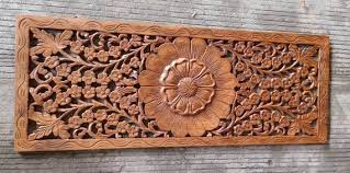 Thai Carved Wall Art Panel Wooden Wall
