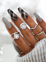 Gray nails don't have to be dull, and these most certainly are not. The Best Gray Nail Art Design Ideas Stylish Belles Coffin Shape Nails Stylish Nails Nail Designs Spring
