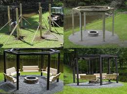 Home fire pit awesome fire pit swing set. Diy Backyard Fire Pit With Swing Seats