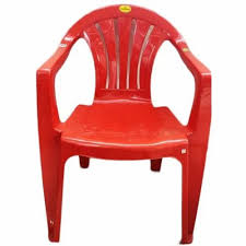 national red plastic chair with arm