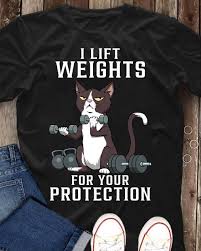 cat lifting weights gift