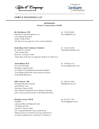 Sample resume reference page