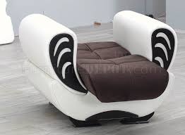 White Vinyl Modern Convertible Sofa Bed