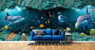 Dolphins C Sea Life 3d Wall Mural
