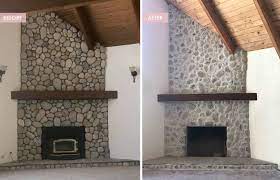 mountain house stone fireplace