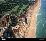 Aerial view of Pine Cliffs Golf Course and Praia da Falesia Beach ...
