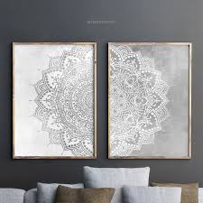 Gray Mandala Printable Wall Art Set Of
