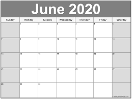 June 2020 Calendar Printable Template With Holidays