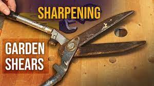 sharpening garden shears with a