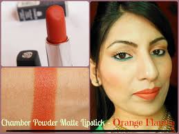chambor powder matte lipstick orange