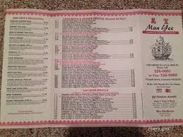 menu of manyee restaurant in concord