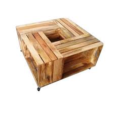 Brown Modern Wooden Crate Coffee Table