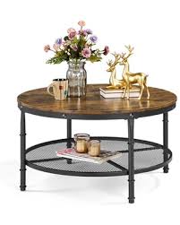 I was wondering how the sides would be covered after all that bandsaw cutting! Amazing Deals On Smilemart Modern Round Metal Coffee Table With Storage Shelf Black Rustic Brown