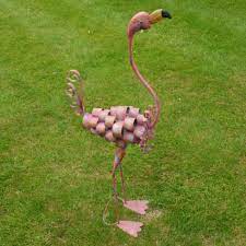 Flamingo Metal Garden Sculpture Black