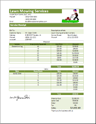 Lawn Mowing Receipt Template At Receipts Templates Com Microsoft