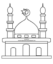 Gambar mewarnai masjid kaligrafi dapat dicetak dekorasi gambar. Gambar Masjid Kartun Hitam Putih
