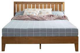queen solid wood platform bed frame