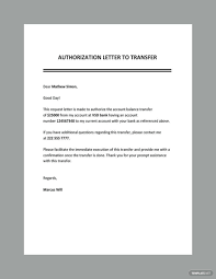 authorization letter to transfer money