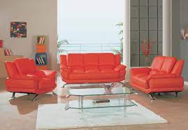 bonded contemporary red leather sofa set