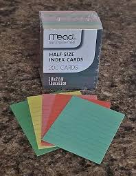 Mead Half Size Ruled Colored Index Cards 200 Pack 2 5