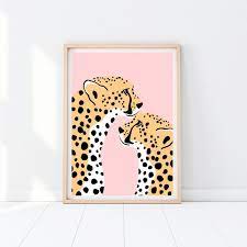 Cheetah Love Art Print Bedroom Print