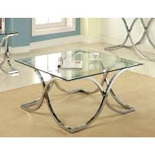 Chrome Rectangle Glass Coffee Table Set