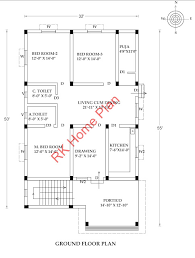 32 X 55 South Face 3 Bhk House Plan As