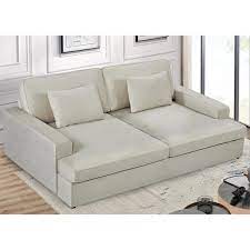 Kimberley 94 49 In Ivory Solid Velvet Twin Size Sofa Bed