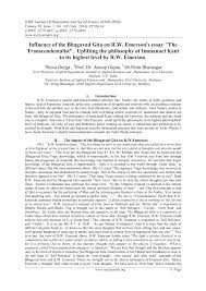 pdf influence of the bhagavad gita on r w emerson s essay the pdf influence of the bhagavad gita on r w emerson s essay the transcendentalist uplifting the philosophy of immanuel kant to its highest level by r w