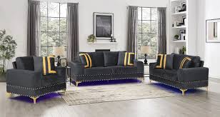 u98 black velvet living room set global