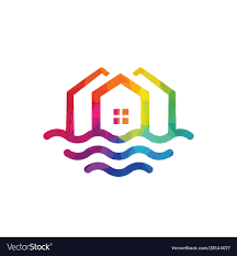 Abstract Wave And House Home Logo Design