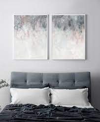 Pink Grey Wall Art Bedroom Print