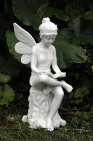 Large Marble Resin Fairy Reading Garden