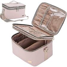 double layer travel makeup bag with
