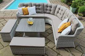 Complete corner sofa sets (12) complete sofa & corner sets (11) 8 seater round sets (4) 3 piece lounger sets (5) 2 seater bistro sets (8) 6 seater rectangular set (8) bar stool sets (6) 6 seater oval sets (6) complete combo dining sofa sets (10) waterproof covers & storage boxes (12) parasols, accessories & bases (9) Majestique Larne Xl Rattan Corner Dining Set With Gas Lift Table Grey Crownhill
