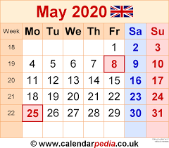 Calendar May 2020 Uk Bank Holidays Excel Pdf Word Templates