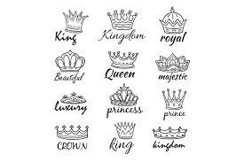 sketch crowns hand drawn king queen