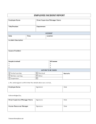 Employee Incidentort Form Samples Sample Letter In Nursing Template