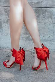 elegant red high heels on display