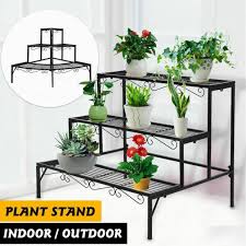 Baskets, pots, window boxes & saucers. Levede Plant Stands Outdoor Indoor Metal Black Flower Pot 3 Garden Corner Shelf