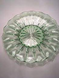 Green Glass Serving Plate Pips Trip