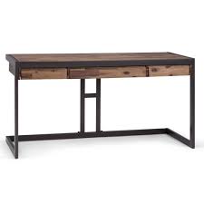 Featuring preserved natural wood cracks and knots, the desk brings a rough rustic/industrial vibe to urban wood goods created desks with inbuilt reclaimed storage wooden boxes that amplify their. Erina Solid Acacia Wood Modern Industrial 60 Inch Wide Office Desk Simpli Home