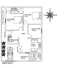 2bhk plan with a guest room cad files