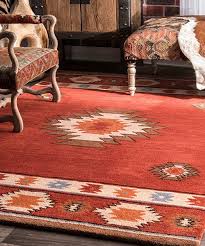 red southwestern wool area rug with