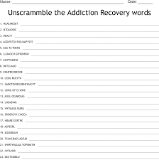 addiction recovery words word scramble