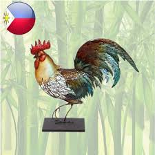 Rooster Made Of Metal With Mother Of